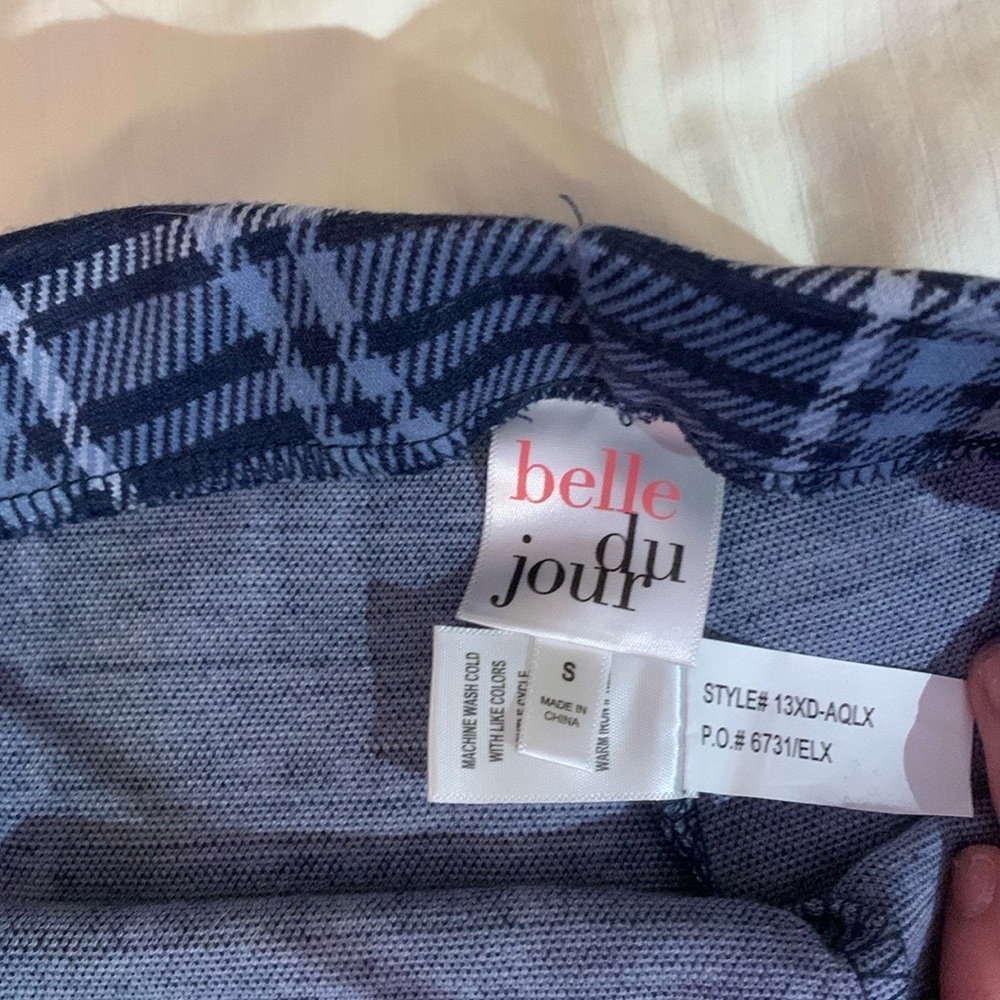 Belle du jour blue plaid flare leggings (S)